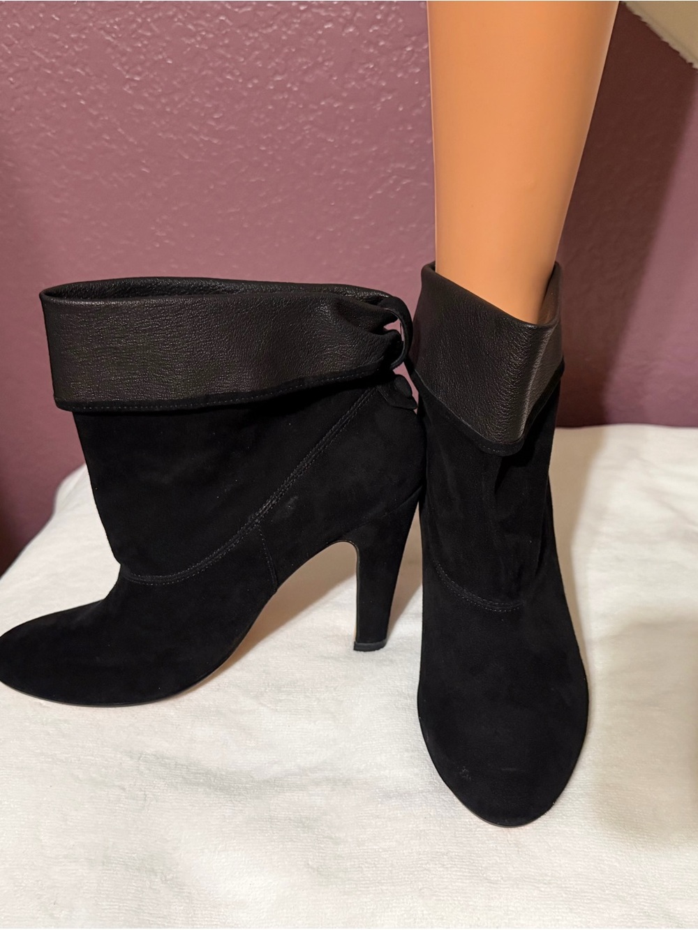 Ann Taylor Fold-Over Suede Ankle Booties